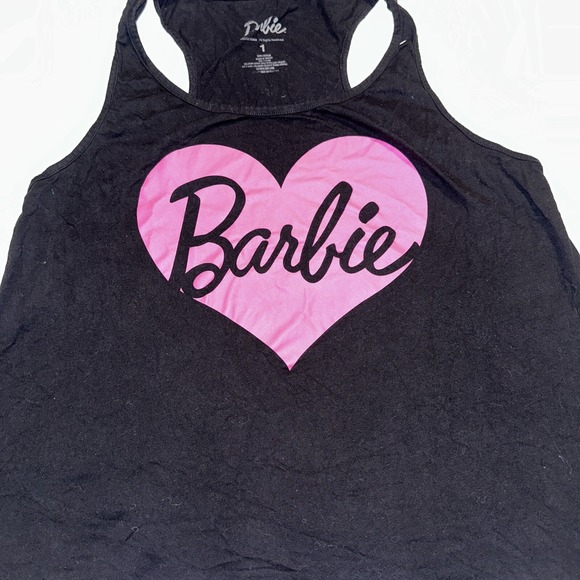 Torrid Barbie Heart Tank Top Sleeveless Cotton Women's Sz 1 Black Pink - Picture 1 of 4